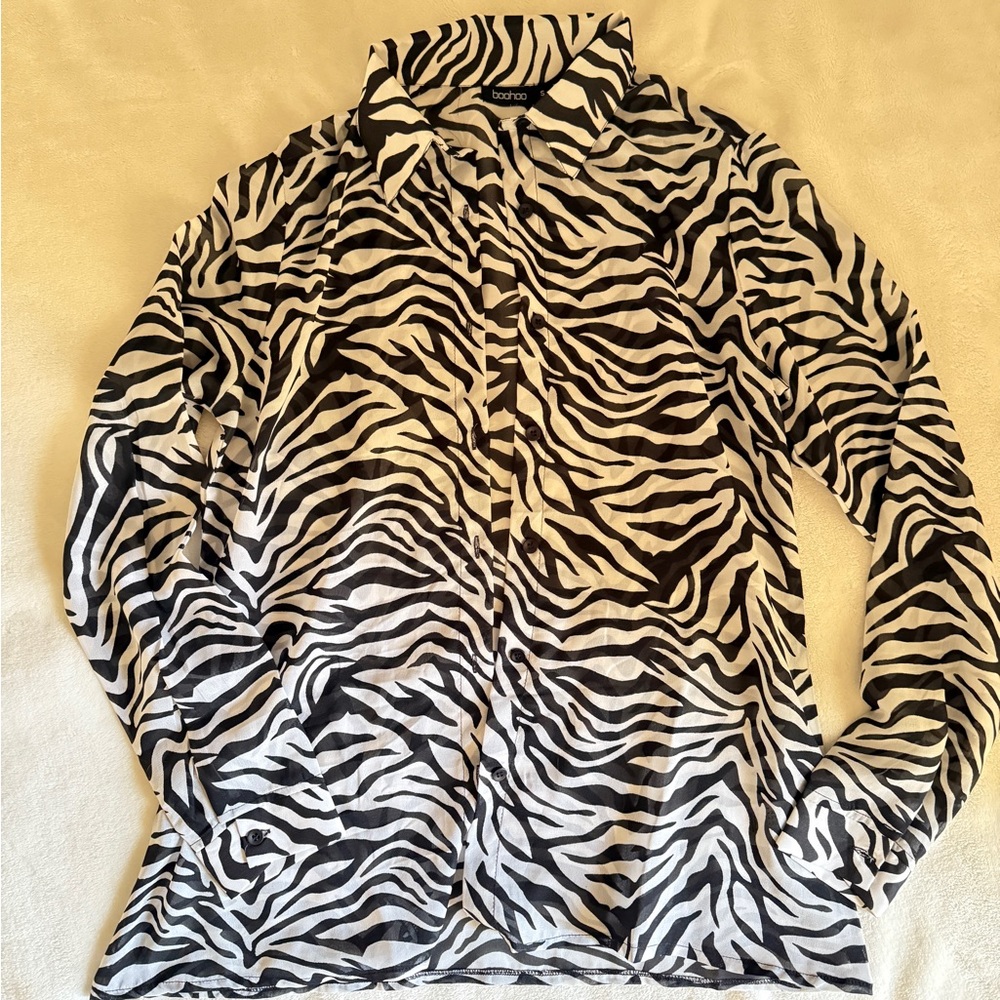 Boohoo Zebra Print Shirt